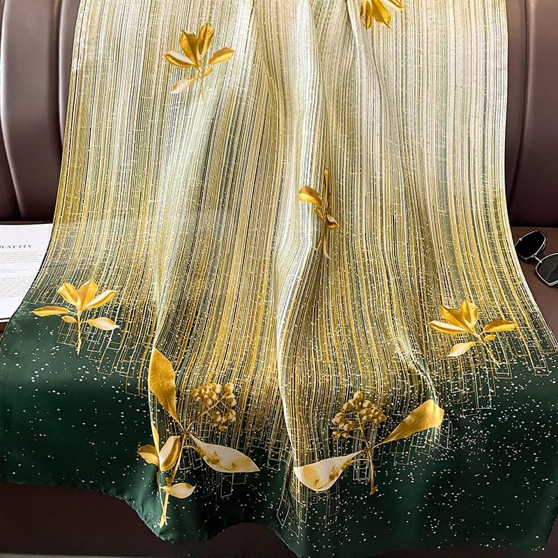 Image of Floral Printed Silk stole | silk Scarf for Women | stylish silk stole for women | Soft Lightweight Stole, Shawl & Neck Wrap | Scarf for Wedding, Party, Travel & Casual Wear