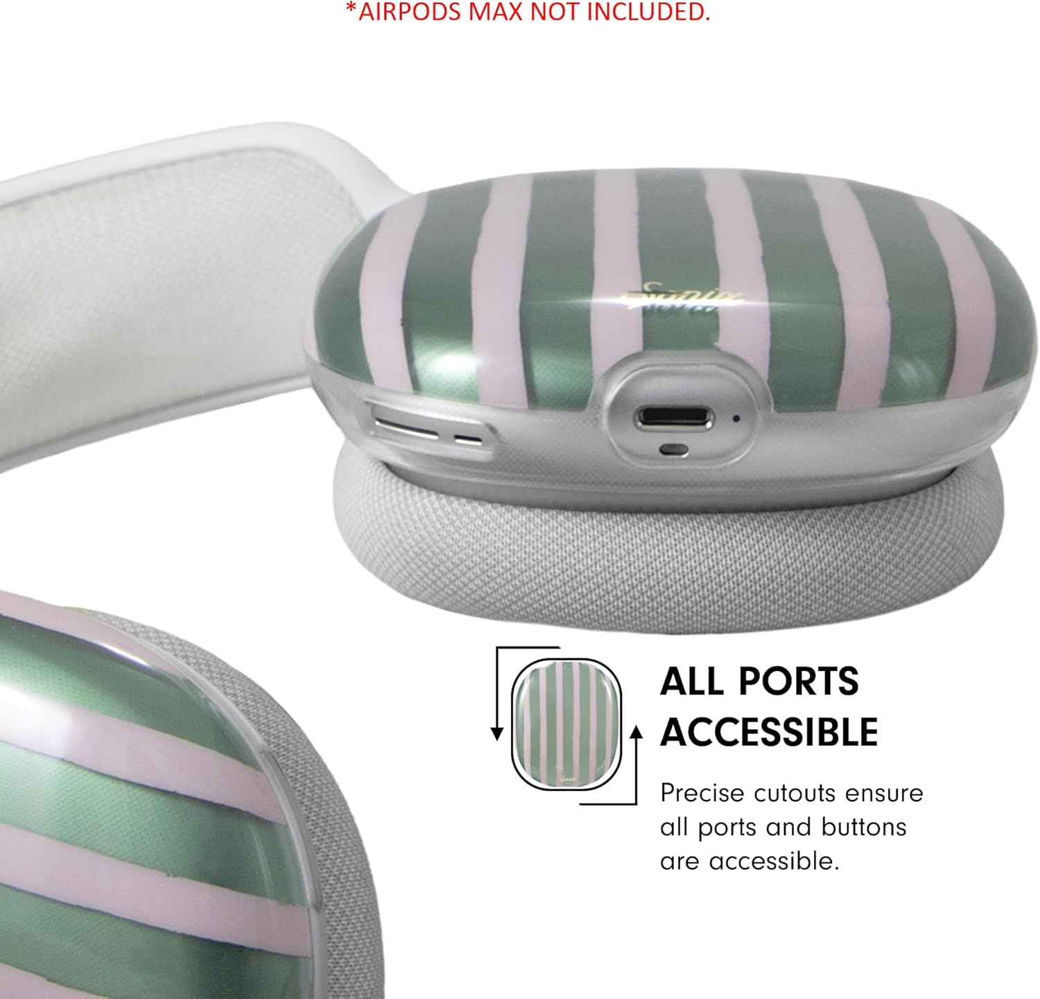 Sonix Protective Case for AirPods Max Headphones - Stylish TPU Hard Shell Ear Cup Covers | Abstract Stripe Sage