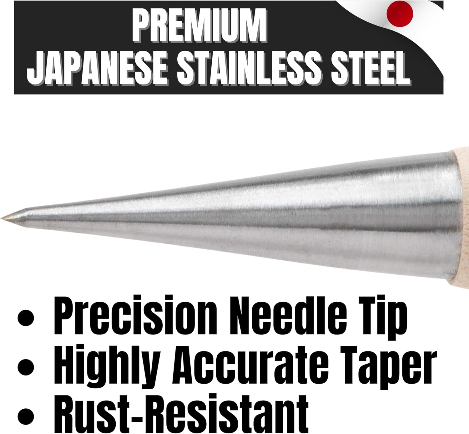 KAKURI Socket Awl Tool 4.5" - Tapered Stubby Awl for Woodworking, Marking, Scribing, Hole Punching, Sewing, Leather Working, Crafts - Sharp Japanese Stainless Steel Blade - Made in Japan