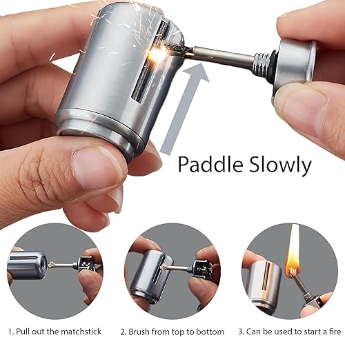 Miniatura 4 de Encendedor de fósforo permanente, compacto y portátil, encendedor de llavero personalizado, reutilizable (queroseno no incluido)