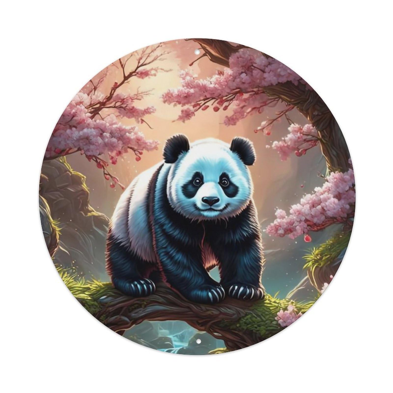 Animal Panda in The Tree Artwork Metal Tin Sign