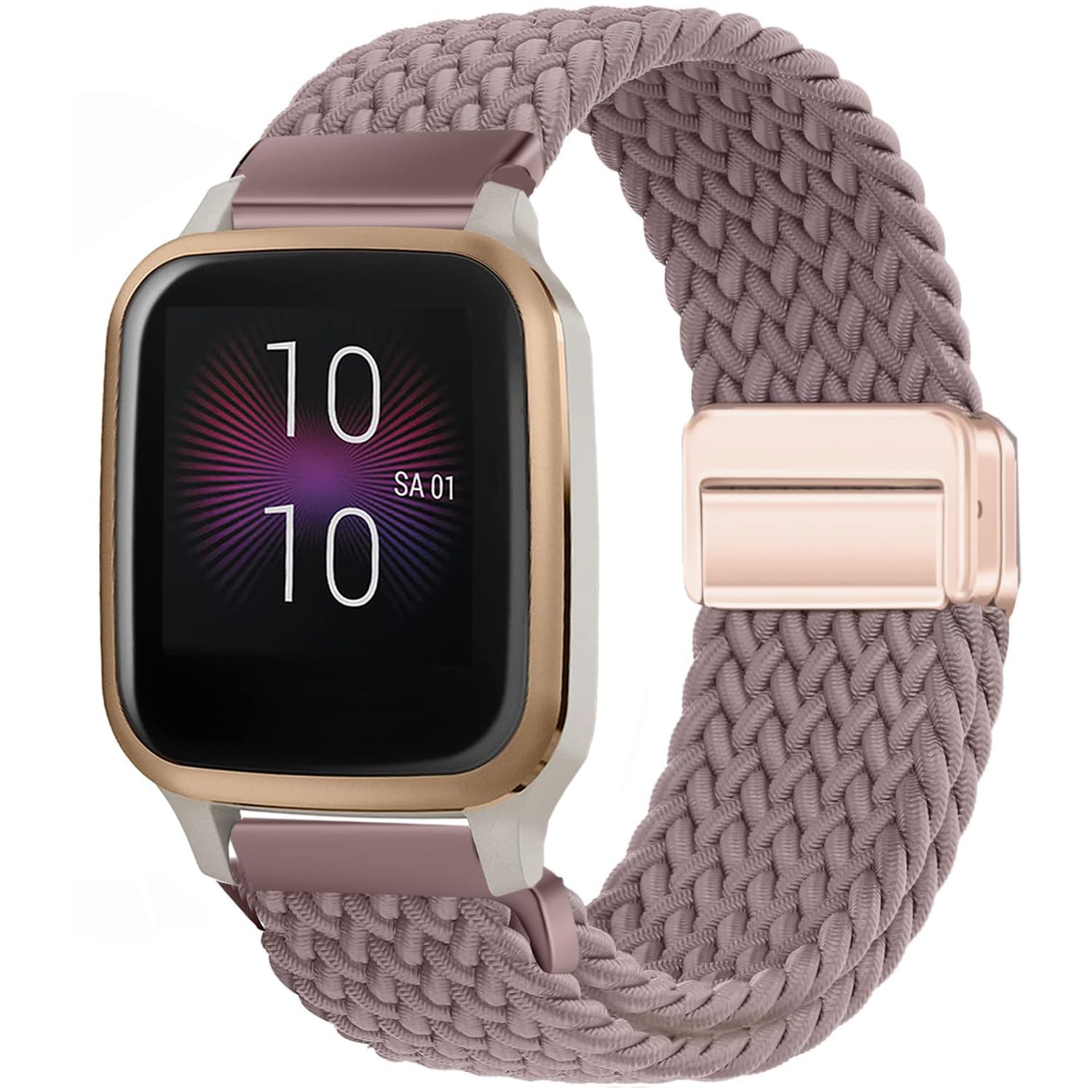 Issinlky Nylon Flechtband für Garmin Venu Sq/Music/Sq 2/2 Music, 20mm Elastisches armband für Garmin Venu 2 Plus/Vivoactive 3/5/6/Vivomove HR/Forerunner 55 245 645