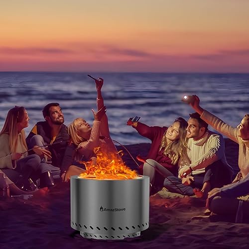 Miniatura 21 de Hoguera de mesa de 9.7 x 7.1 pulgadas, estufa de campamento de bajo humo para fogatas de combustión segura al aire libre, pellets de combustible