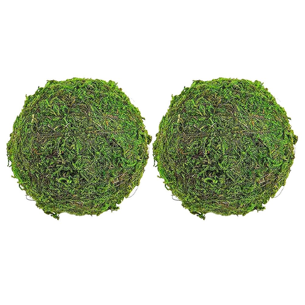 Alipis Wedding Mossy Balls 2pcs Artificial Green Orb Sphere Decorative Mosses Balls Artificial Mossy Artificial Mosses Home Decor Wedding balls Plastic Manual False