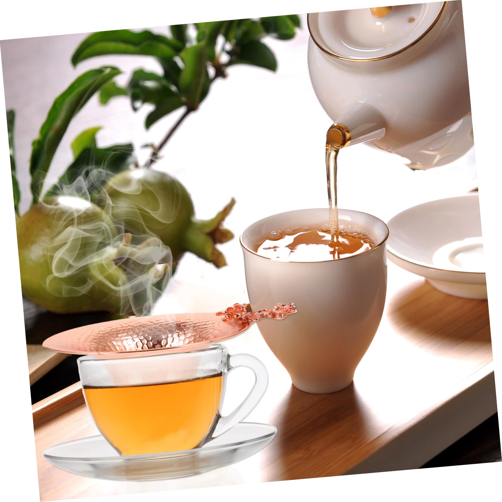 Amosfun 3 Piezas fuga de té infusor te infusionador de te tea set filtros de te colador de te coladores de té coladores de alimentos Infusor de té colador de té elegante cobre Golden