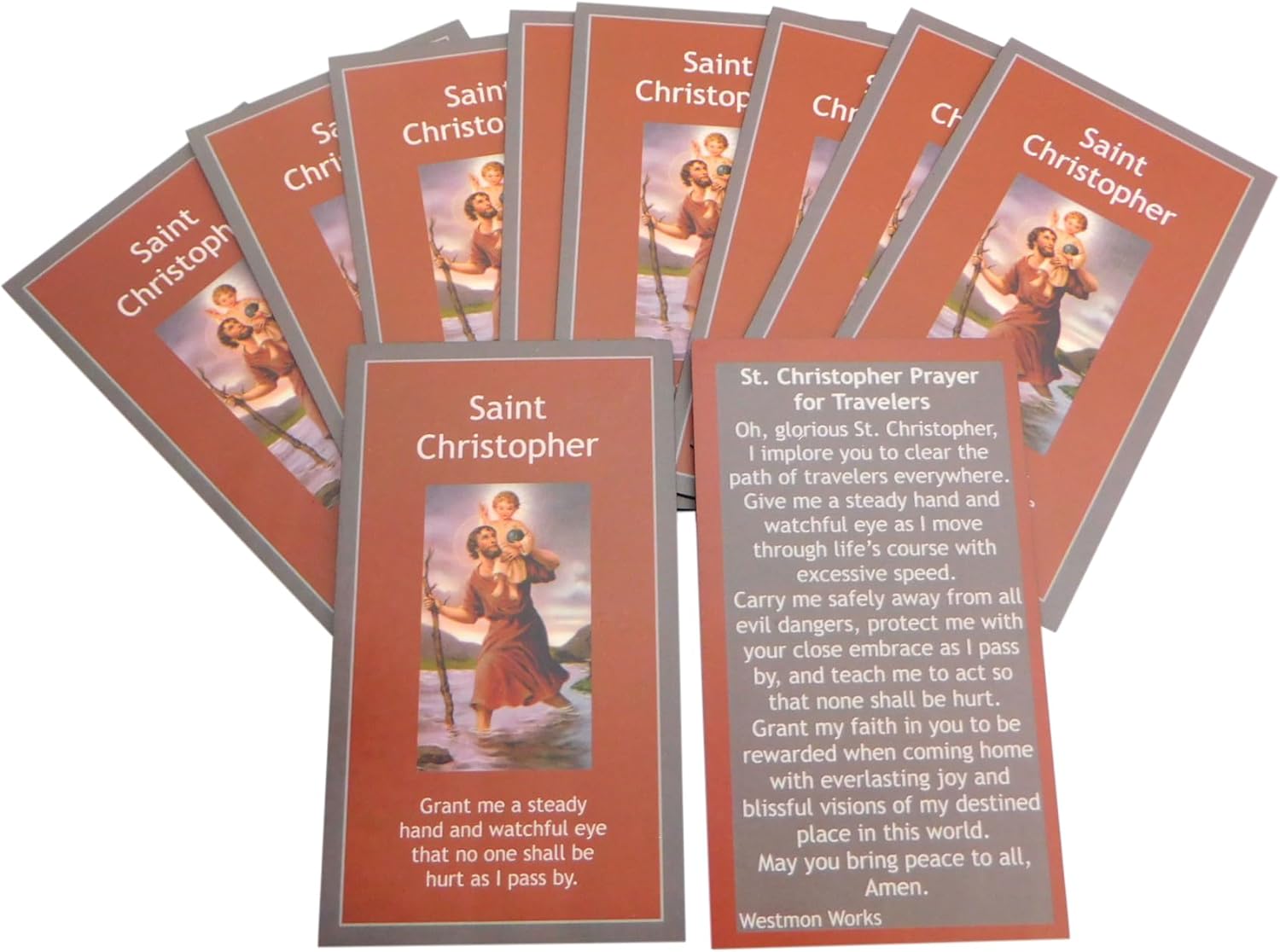 St Christopher Holy Prayer Cards Bulk Bundle Travel Protection Saint School Student or Church Pack USA Made, Set of 10 - Image 3