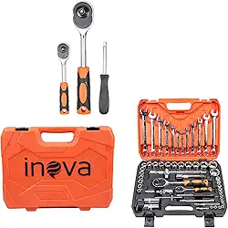 Jogo De Soquetes e Ponteiras 61Peças, Jogo de Chave Catraca 1/2 Pol, 1/4 Pol, Kit Chaves Combinadas, Kit Chave Catraca, Chaves Allen, Jogo de Ferramentas, Kit de Ferramentas Completa Cromo Vanádio