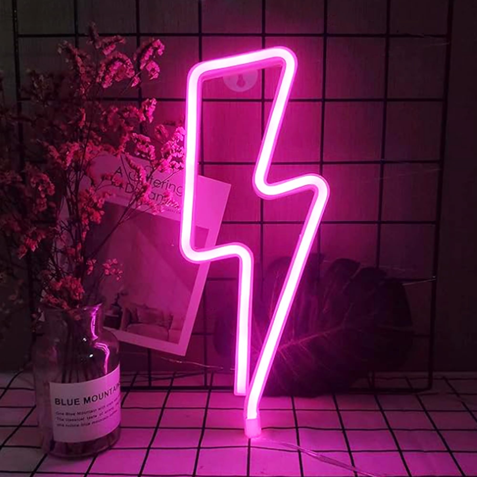 BringLuck2U Luz de Neón,Luces de neón en forma de rayo LED,Luz de neón para dormitorio,Luces decorativas Decoración de la pared para la habitación del bebé Suministros para el banquete de boda