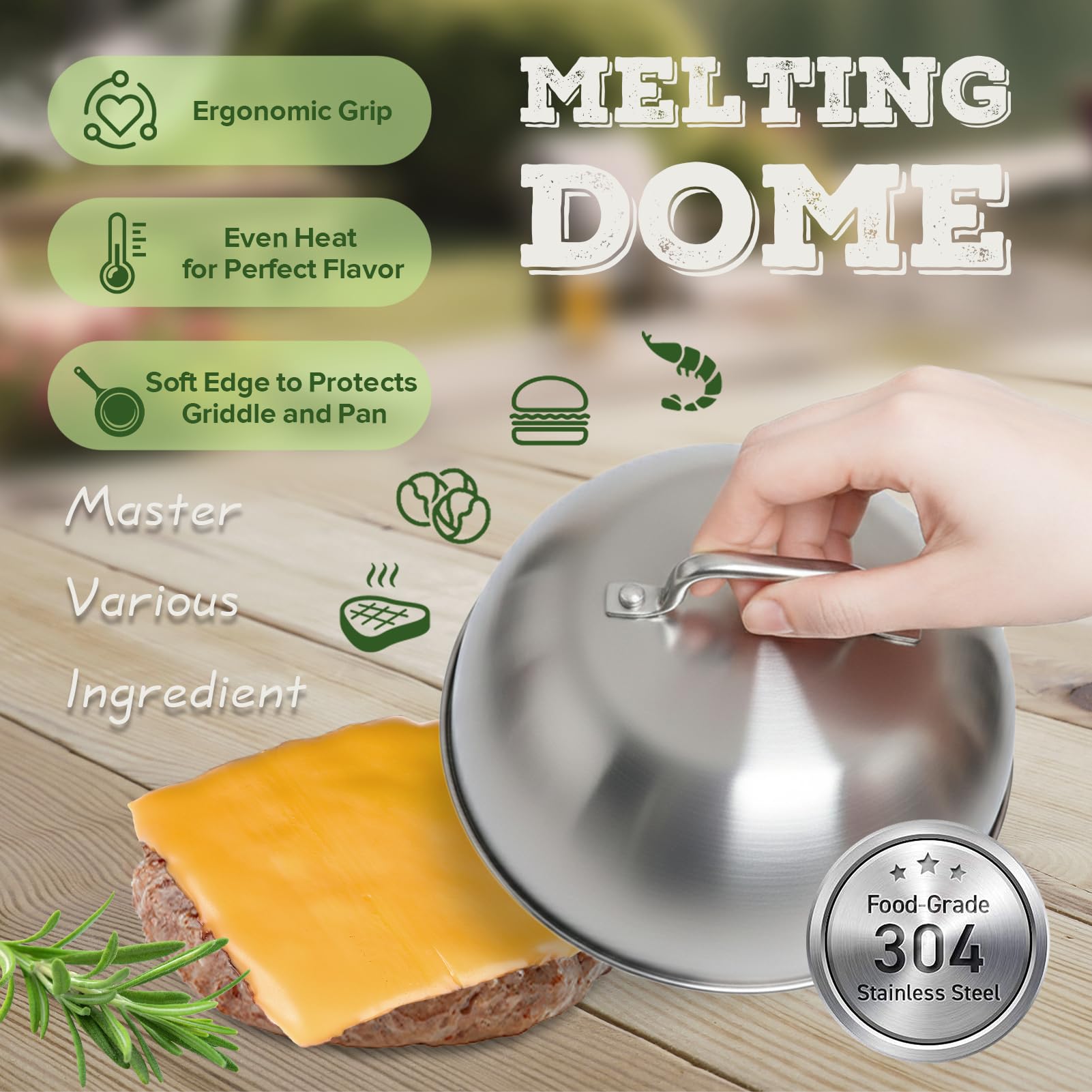 Smash Burger Set di 5 spatole per barbecue in acciaio inox per piastra grill Teppanyaki, accessori per barbecue Plancha con paletta grande, pressa per hamburger, campana per hamburger, spatola