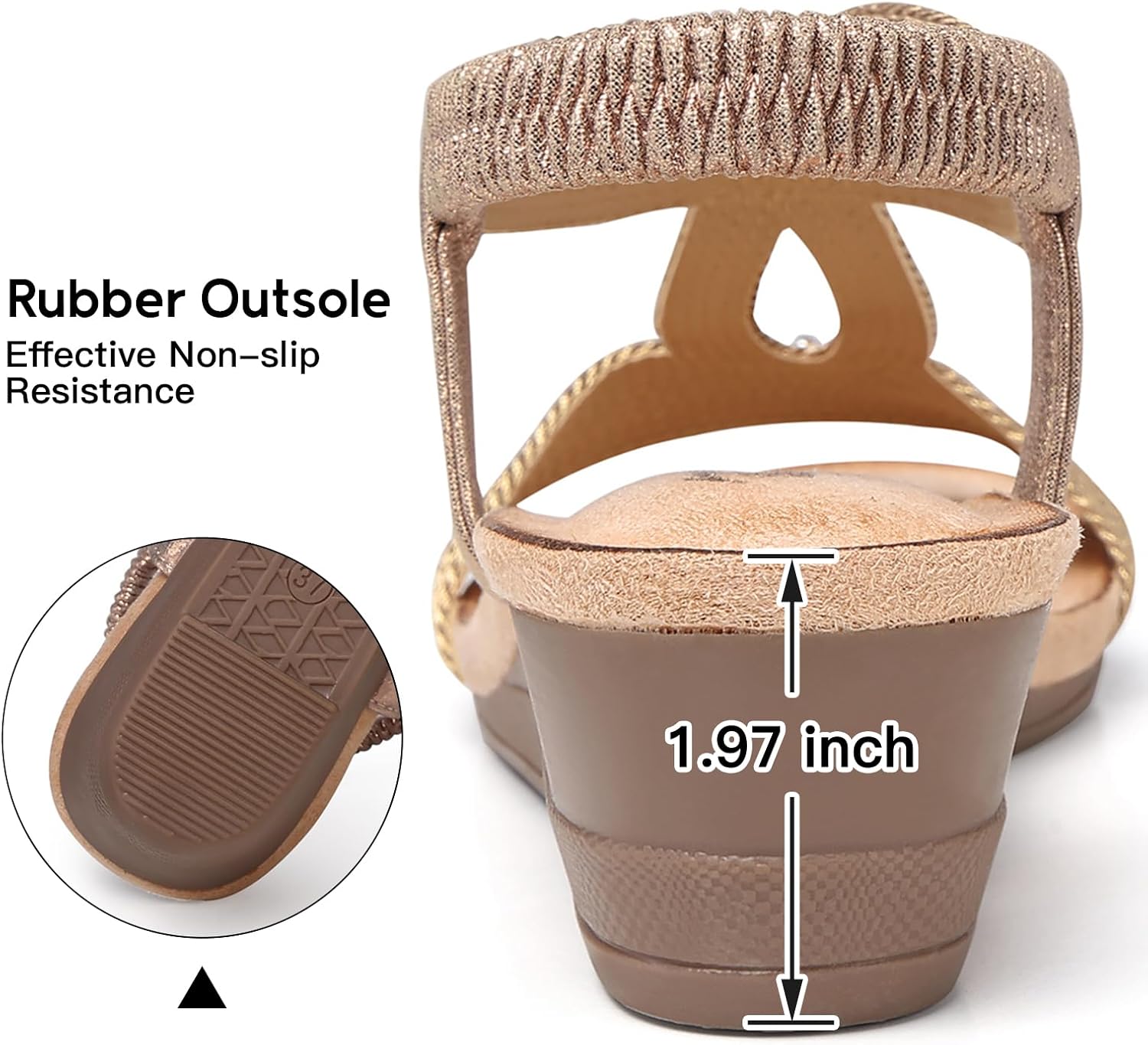 SHIBEVER Wedge Sandals for Women Dressy: Summer Low Wedges Comfortable Open Toe Sandals - Image 5
