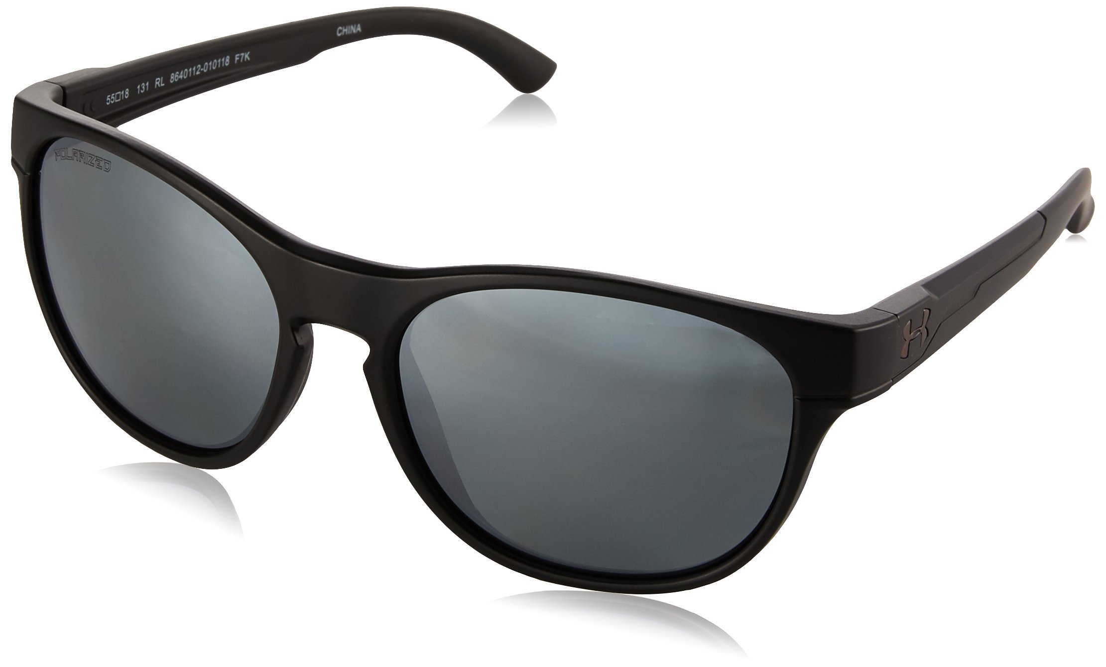 Under ArmourUA Glimpse RL Polarized Round Sunglasses, UA Glimpse RL Storm Satin Black/Silver Polar Lens, M/L