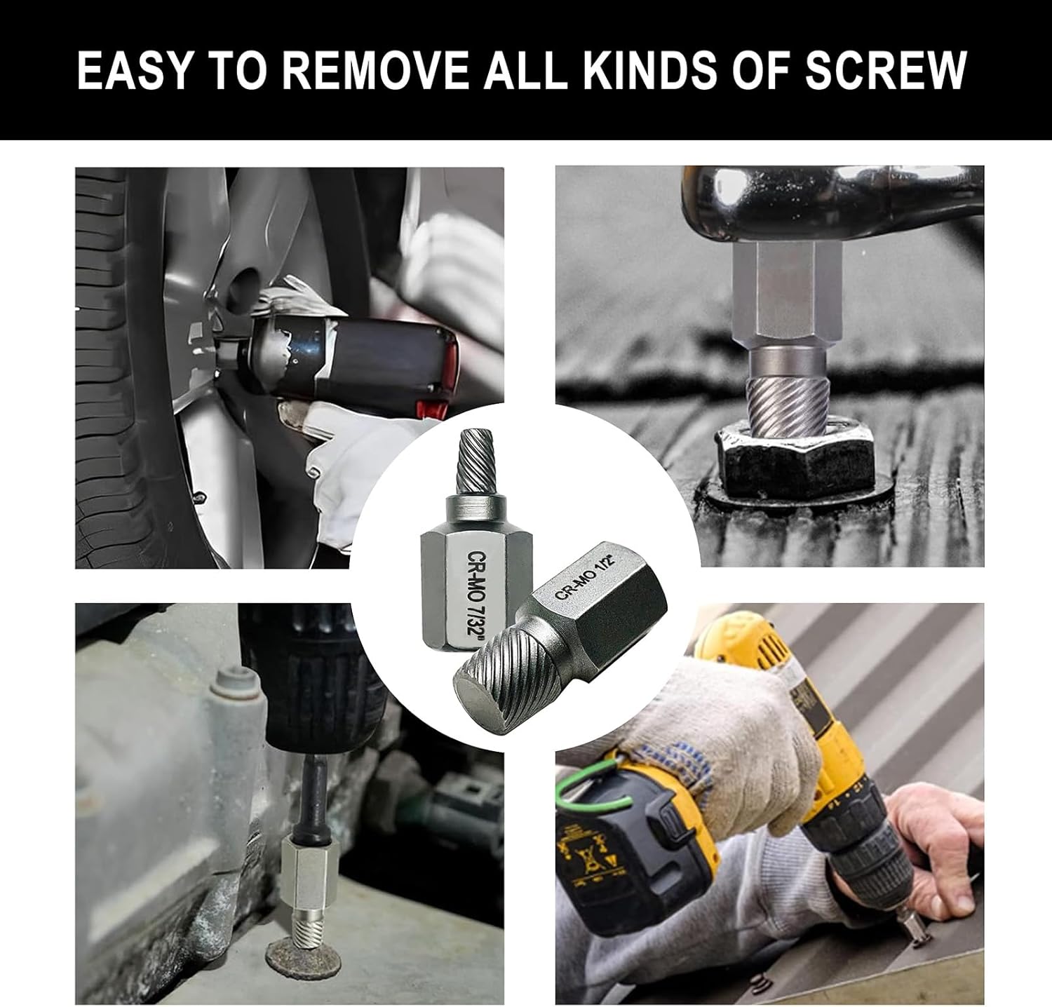 NORTOOLS 26PCS CR-MO Screw Extractor Set,Hex-Head Multi-Spline Screw Easy-out Screw Extraction Set 3/8" Inch Drive Hex-Head, Broken Bolt Remover, Stripped Fastener Tool for Stripped, Rounded, Damaged