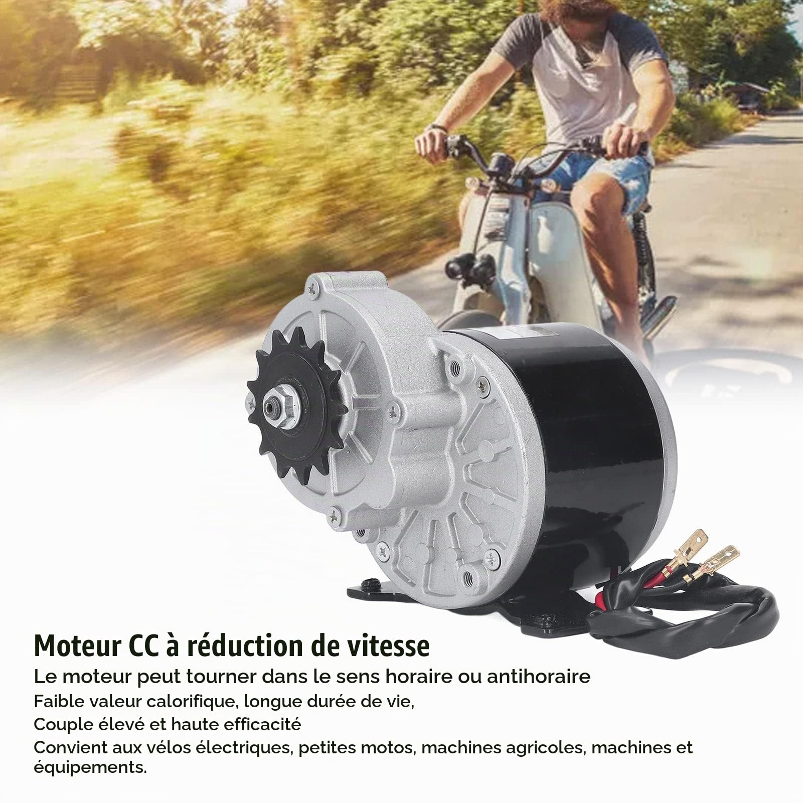 BuyWeek Moteur Électrique Réduction de Vitesse DC 24V 500W, 13T 2800 RPM Moteur à Engrenages Réduction de Vitesse Moteur à Brosse pour Vélo Électrique
