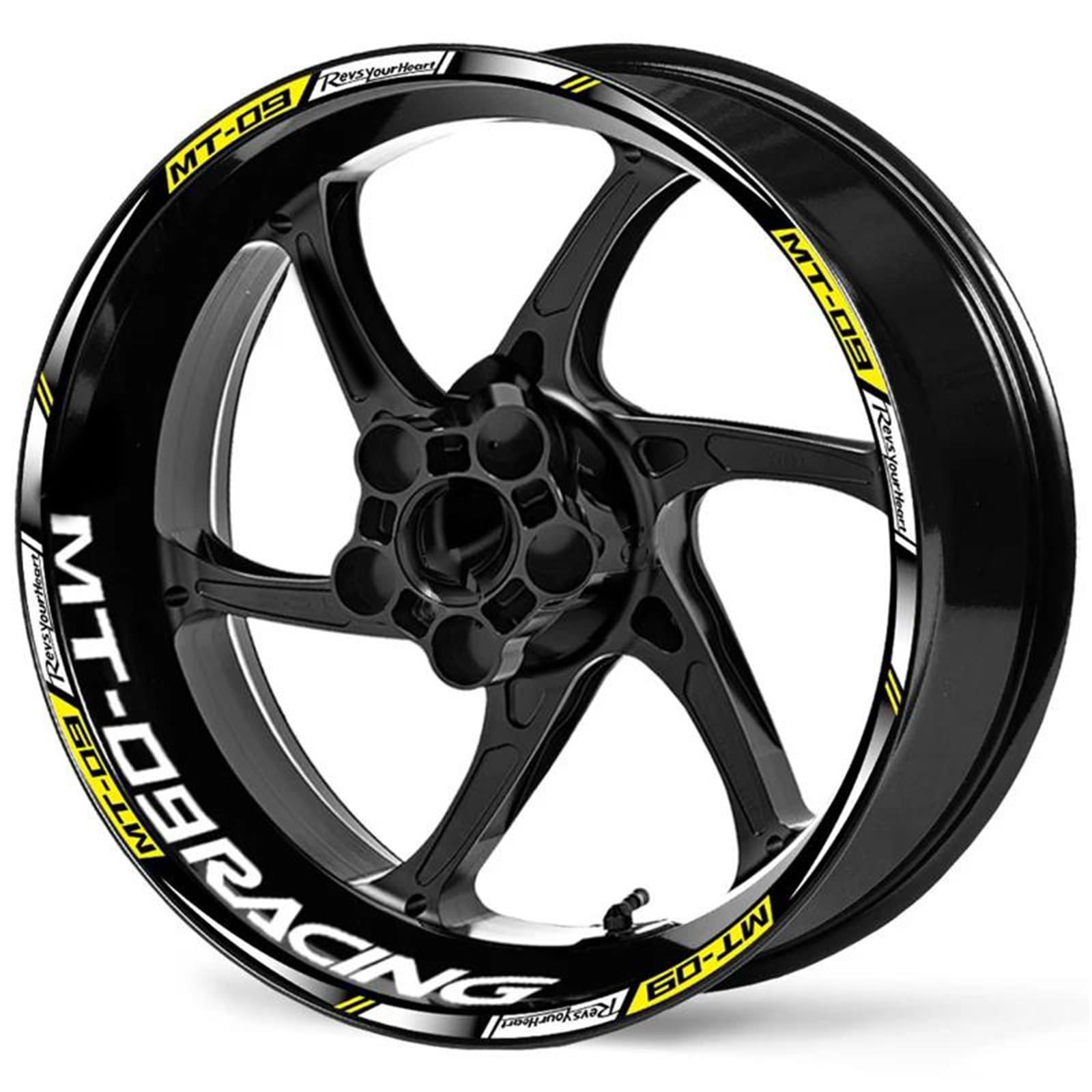 Ntpjk Yellow Sticker Part Waterproof Accessories For Y-Amaha Mt-09 Mt09 Mt 09 Reflective Motorcycle Rim Wheel Hub Sticker Decals(Yellow)