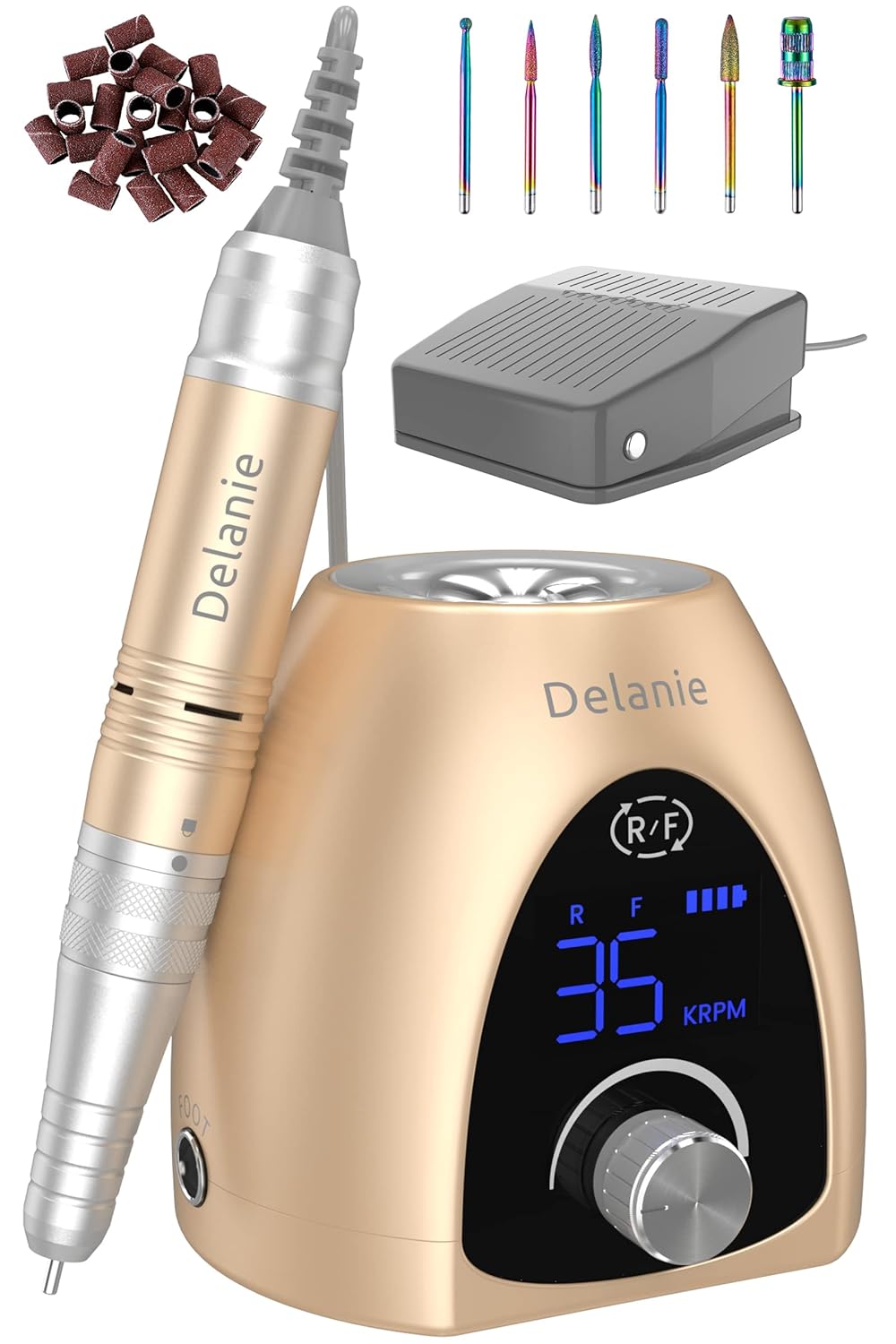 Delanie Professional Nail Drill Rechargeable 35000 RPM USB