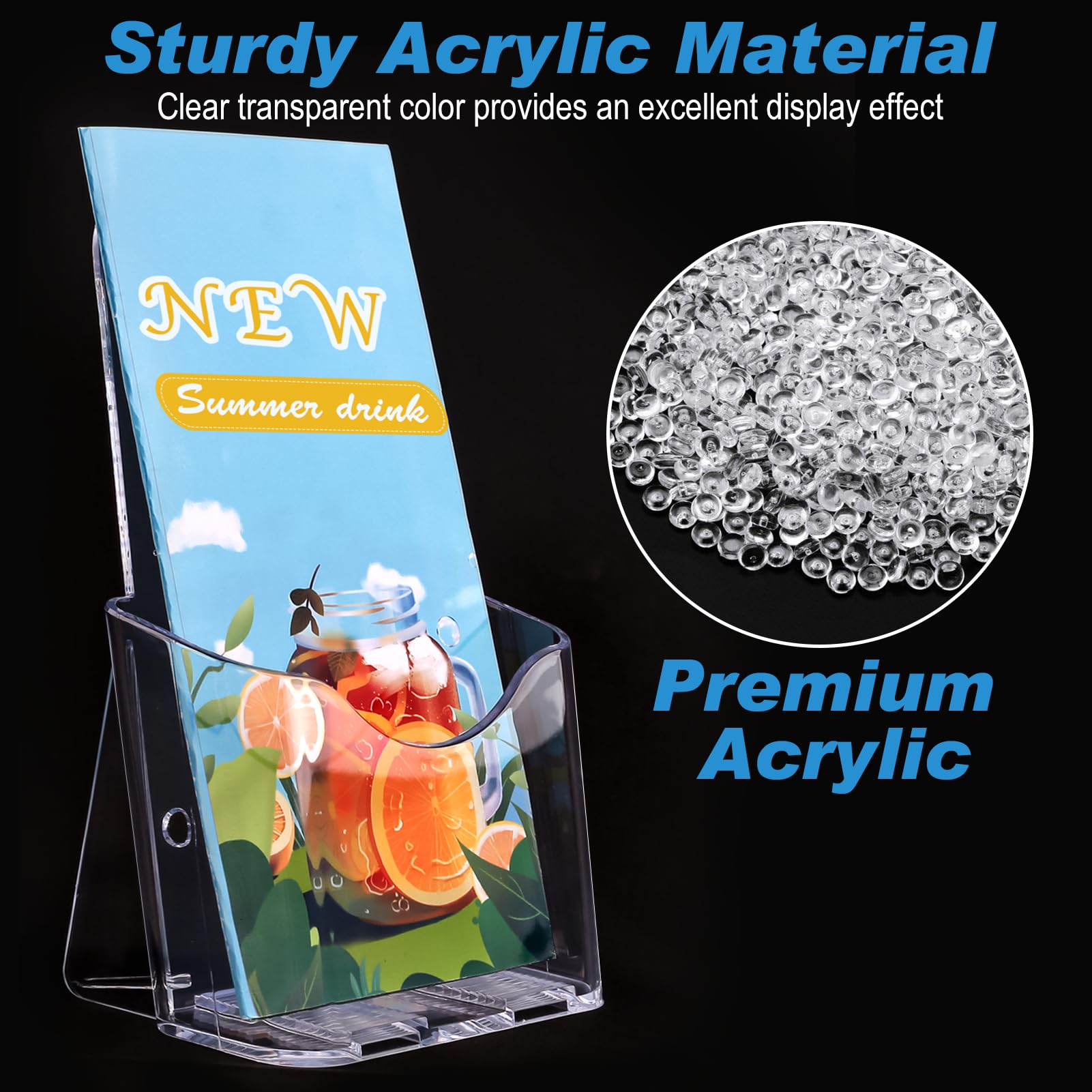 Acrylic Brochure Holder, Yalumo 8 Pack Brochure Display Stand Flyer Holder, 4 Inches Pamphlet Holder Clear Plastic Rack Card Holder Countertop Wall Mount Organizer for Literature Magazine Booklet Menu