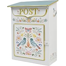 Mailbox Wall Mount Mailbox Outdoor Vintage Mailbox Home Exterior Metal Drop Box Antique Style Nostalgic Charm Home Decor, Floral
