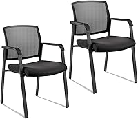 Vista 1 de CLATINA Sillas de oficina apilables para recepción de invitados con brazo, silla de sala de espera con respaldo de malla con asiento de tela