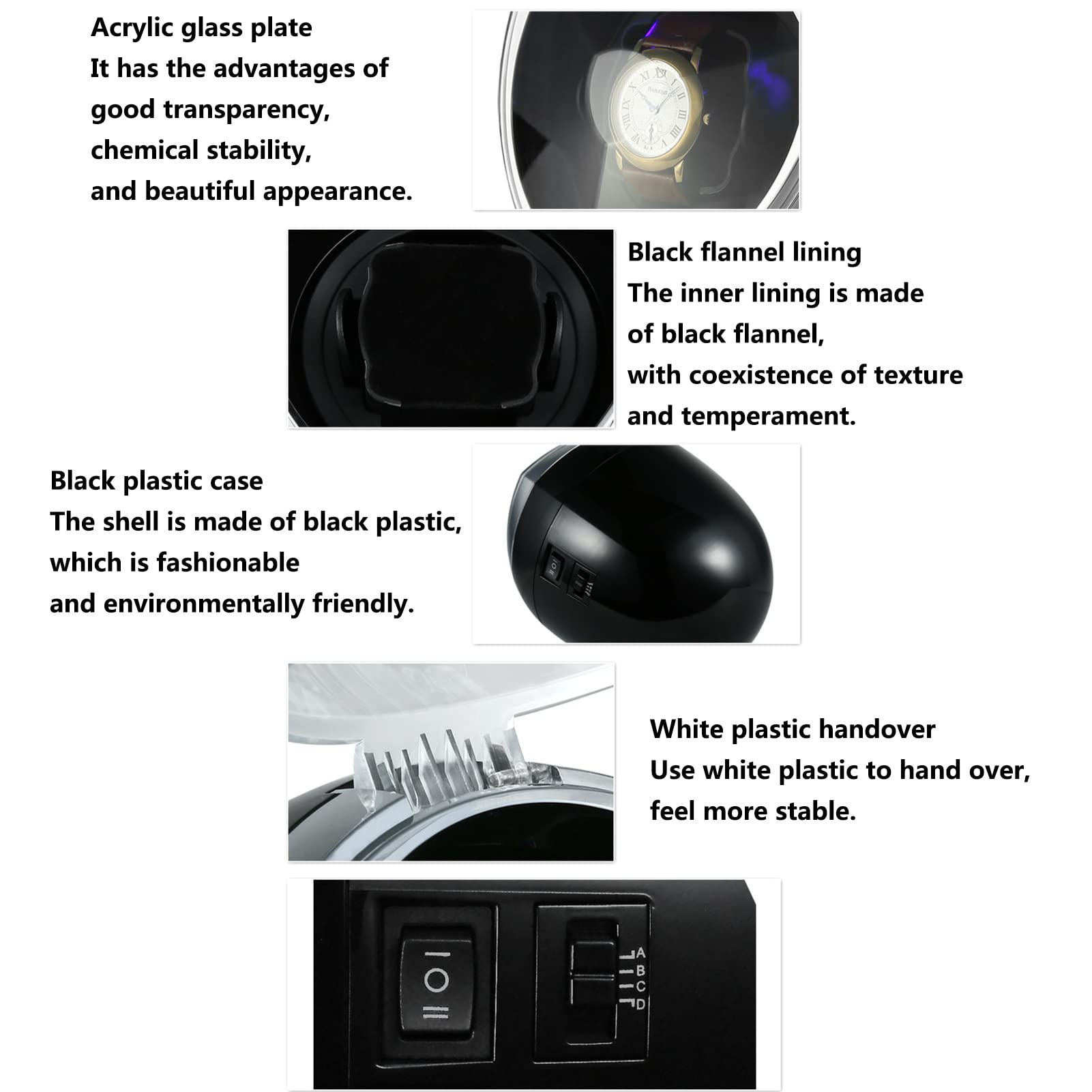Rotomat do 1 zegarka automatycznego, cichy silnik, oświetlenie LED