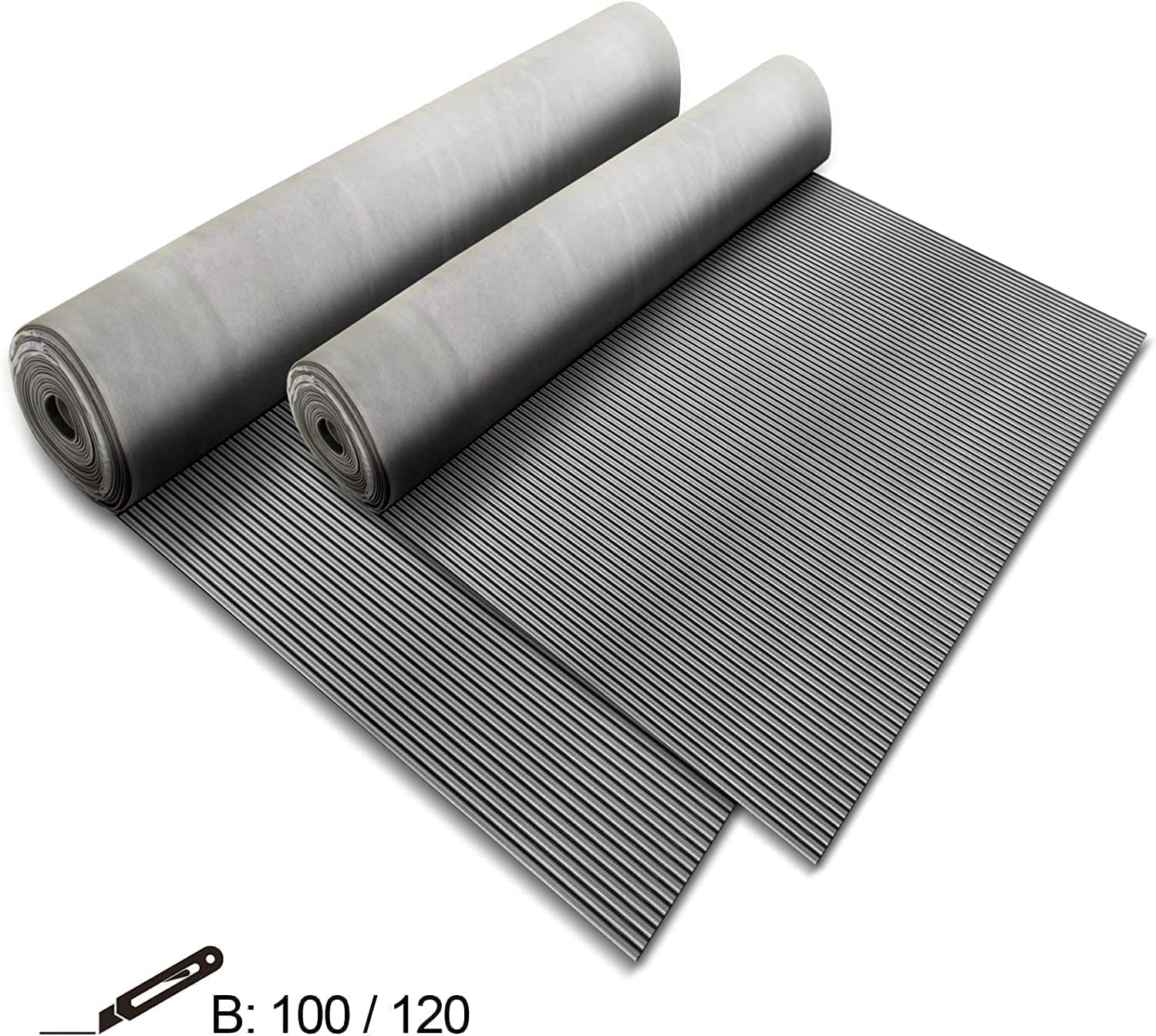 Floordirekt Gummiläufer Miniripp in Grau | Witterungsbeständig & extrem Abriebfest | Rutschsichere Gummimatte Schutzmatte Bodenmatte | Stärke: 3 mm (100 x 1000 cm)