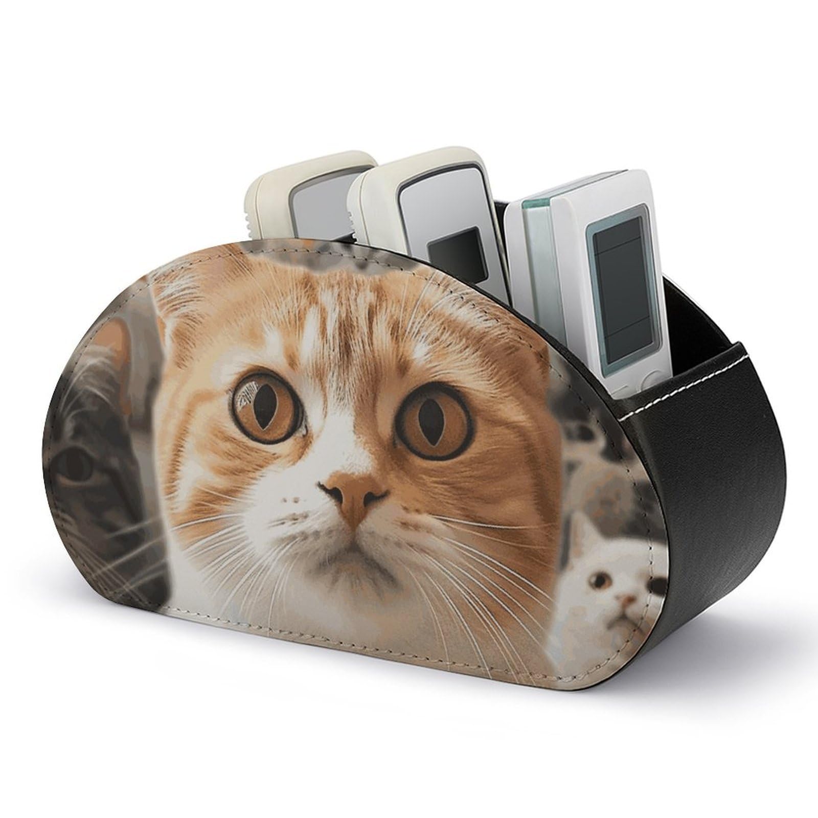 Organiseur de télécommande chat en cuir pour un salon toujours rangé