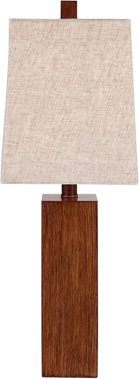 360 Lighting Darryl Modern Accent Table Lamp 23" High Faux Wood Rectangular Block Textured Brown Tan Fabric Shade for Bedroom Living Room House Home Bedside Nightstand Office Entryway Kids