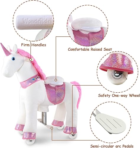 Miniatura 67 de WondeRides Caballo de juguete para pasear a caballo, tamaño M 4 para edades de 4 a 9 años (36 pulgadas de altura), unicornio mecánico con ruedas