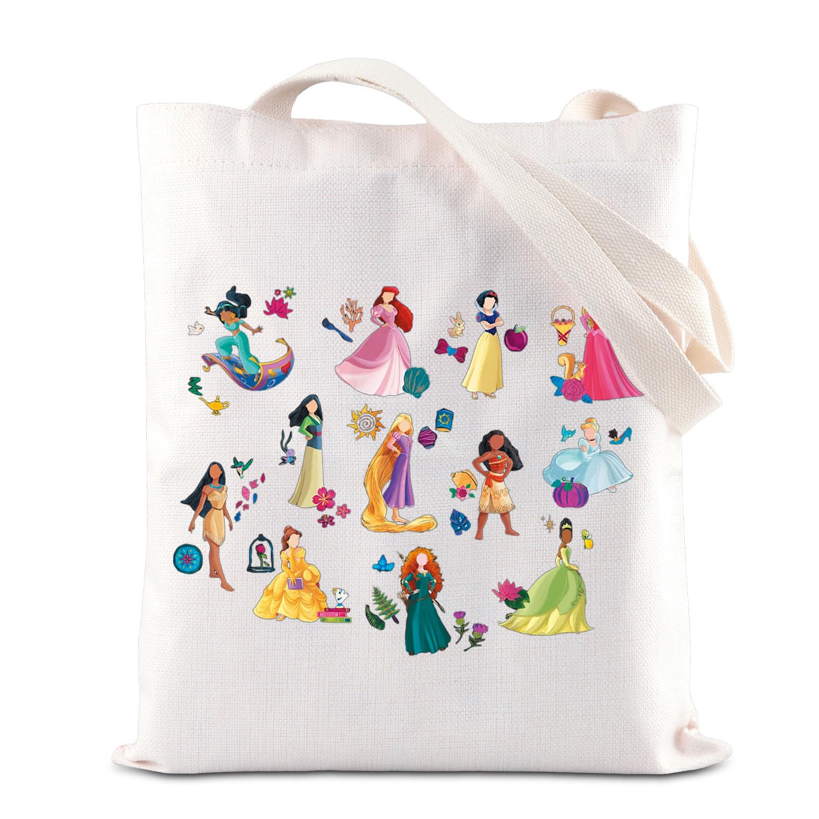 JNIAPMagical Princess Cosmetic Bag Fairy Tale Lover Gift Princess Character Makeup Pouch Princess Birthday Gift For Daughter (Pricess Tote)