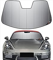 Vista 18 de Parasol para parabrisas para Porsche 718 Box-Ster, 2017-2025, parasol grueso para parabrisas delantero, 6 capas, protector solar plegable de acordeón