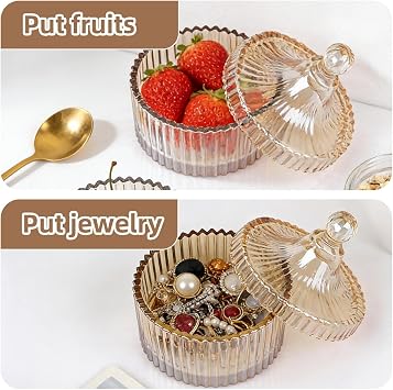 Body Powder Puff and Container, Glass Dusting Powder Jar with 2 Puffs