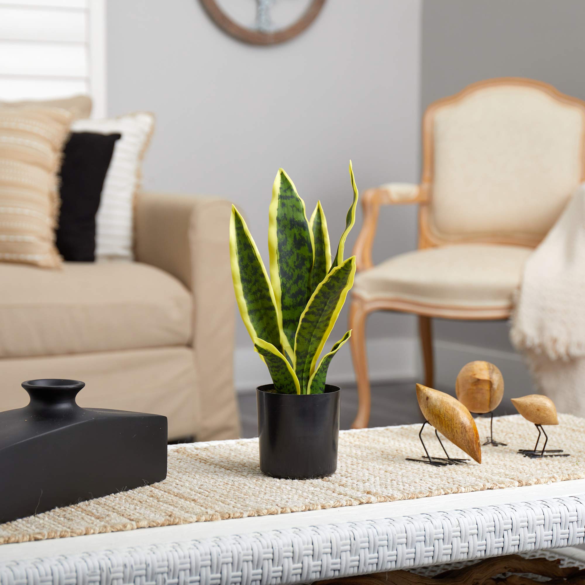 Amazon.com: Nearly Natural 14-in Artificial Tall Snake Plant Sansevieria,  Yellow Faux Snake Plant for Indoor Home Decor in Black Nursery Pot, Fake  Plant for Office, Living Room, Bedroom, Tabletop, DIY : Home