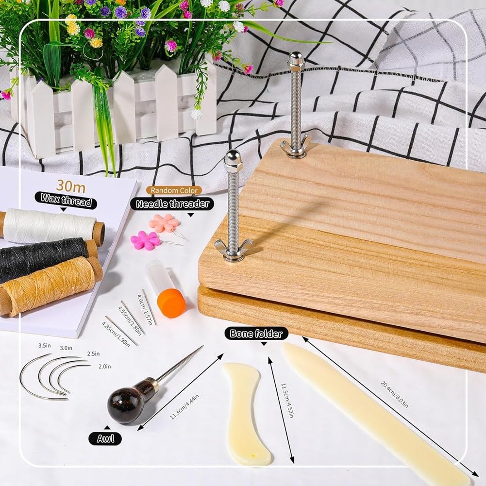 Prensa de Libros, Kits de Encuadernación de Libros, Kit de Encuadernación de Libros para Principiantes, Herramienta de Carpeta de Huesos para Bricolaje 7,9x11,6 Pulgadas