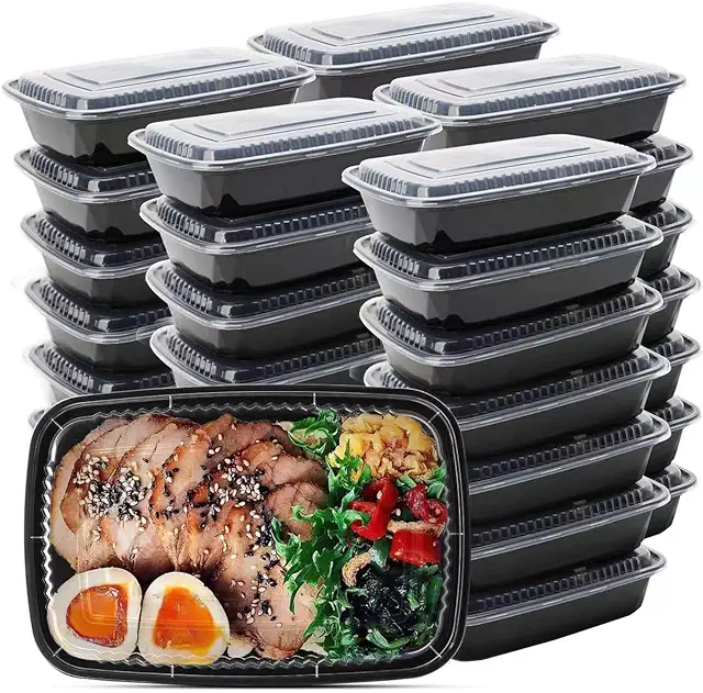 Lot de 50 boîtes à repas réutilisables 946 ml - Barquettes congélation sans BPA