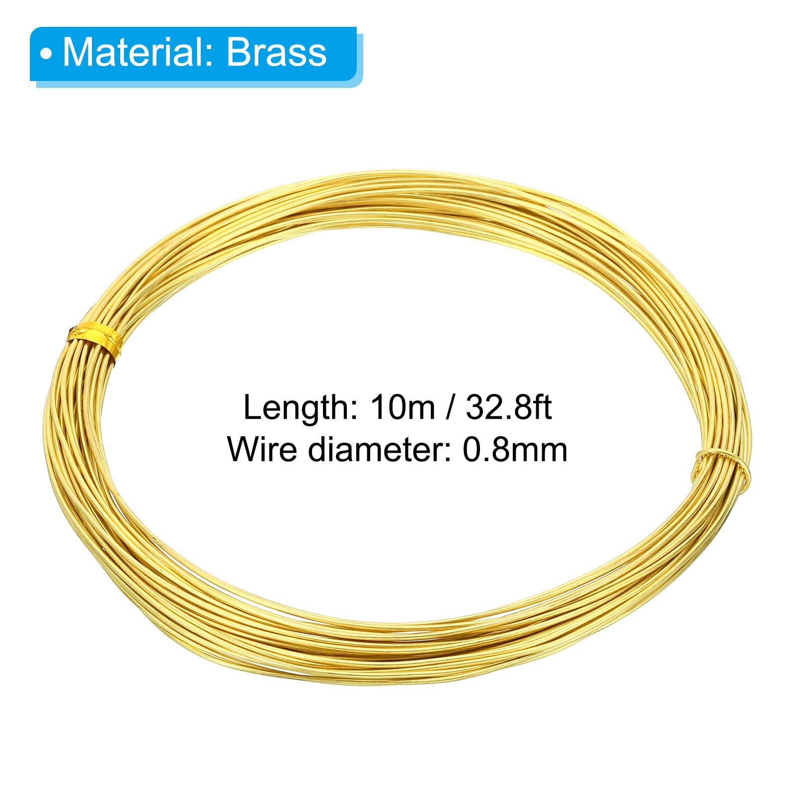 PATIKIL Half Hard Brass Wire, 1Pcs 20Gauge/0.8mm Diameter 10m/32.8ft Pure Craft Wire for Jewelry Making Beading Garden Plants - Image 2