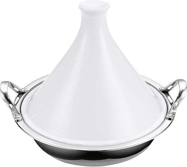 Cooks Standard Multi-Ply Clad Stainless Steel Tagine with 2 Handle and Extra Glass Lid, 4.5-Quart