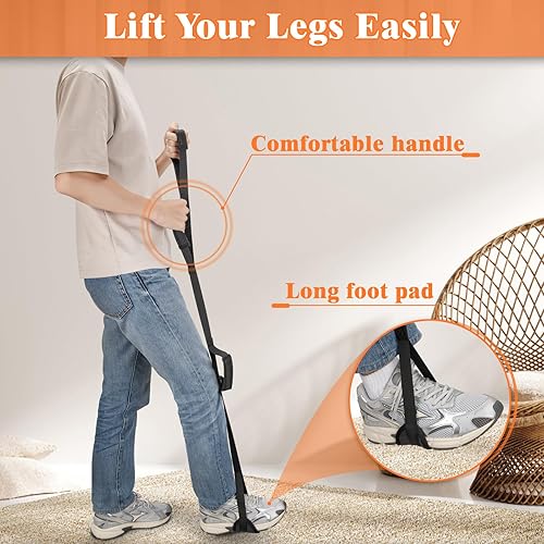 Miniatura 4 de Correa de elevación de piernas de 45 pulgadas, ayuda para levantar pies con correa de mano y movilidad de bucle para el pie para cirugía de