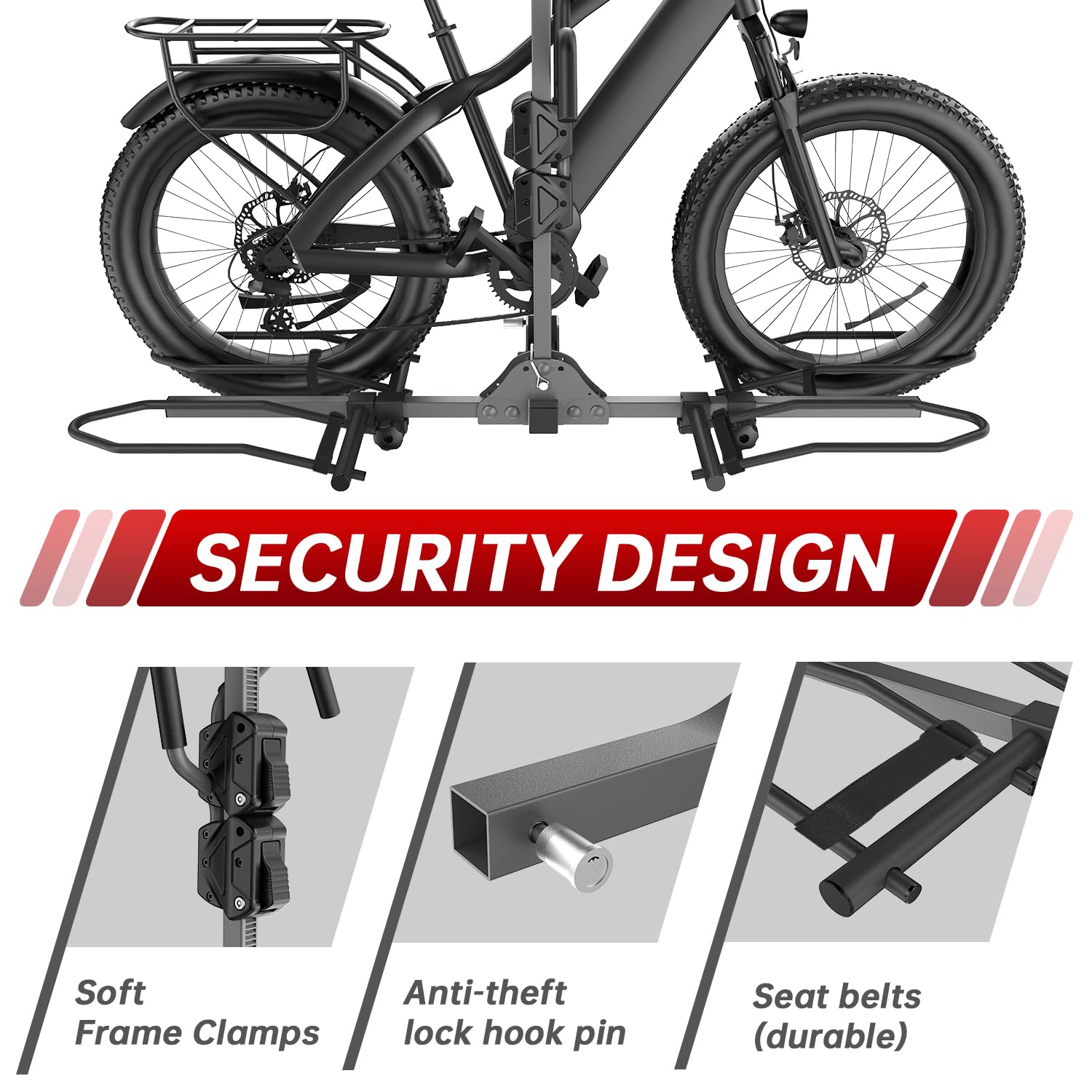 Bike Rack for Car & SUV - 2'' Hitch or Trucks/RV | 160lb Heavy-Duty Car Bike Rack, E-Bike & Fat Tire Ready (5'') | Foldable, Tilt-Away, Anti-Rattle Lock, No Extra Tools Needed