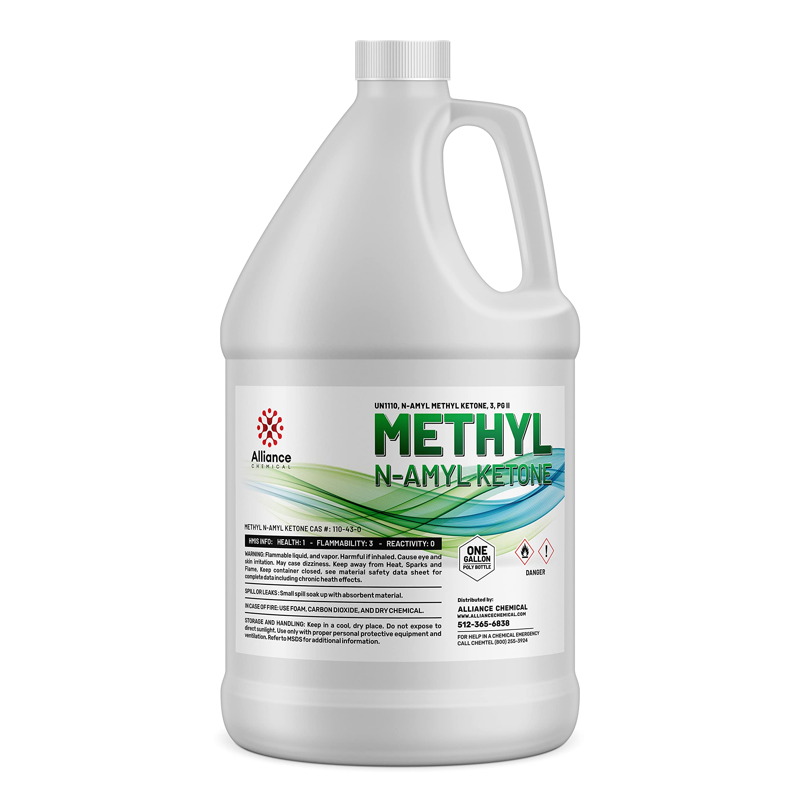 Methyl n-Amyl Ketone (MNAK) - 4 Gallon Case - (4) 128 FL Oz Bottles - Auto OEM, Auto Refinishing, Industrial Coatings, Paints, Process Solvents - Made in America - Alliance Chemical