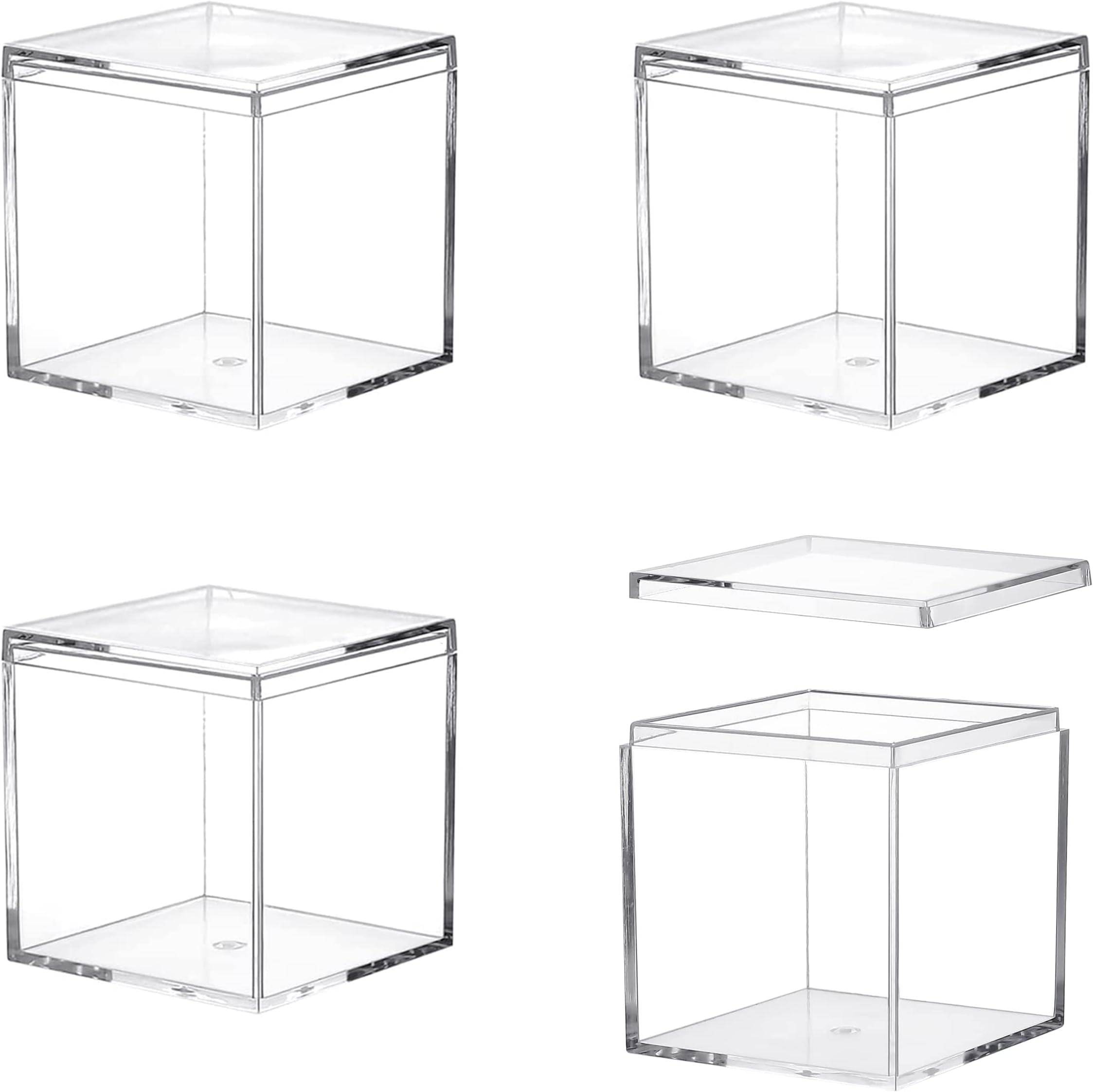 KissYou Acrylic Box Large Clear Display Boxes with Lid Transparent Square Cube Acrylic Storage Box for Wedding Graduatio Party Decorations