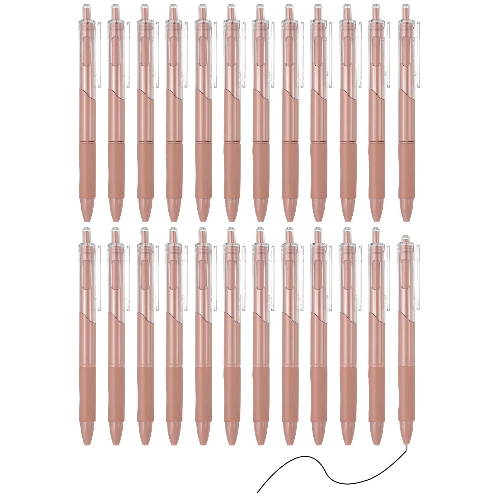 PATIKIL 24 Pack Retractable Pens 0.5mm, Black Gel Ink Pens Retractable Ballpoint Pen Fine Point Smooth Writing Cute for Office Home Supplies Journaling Notebook Taking, Pink