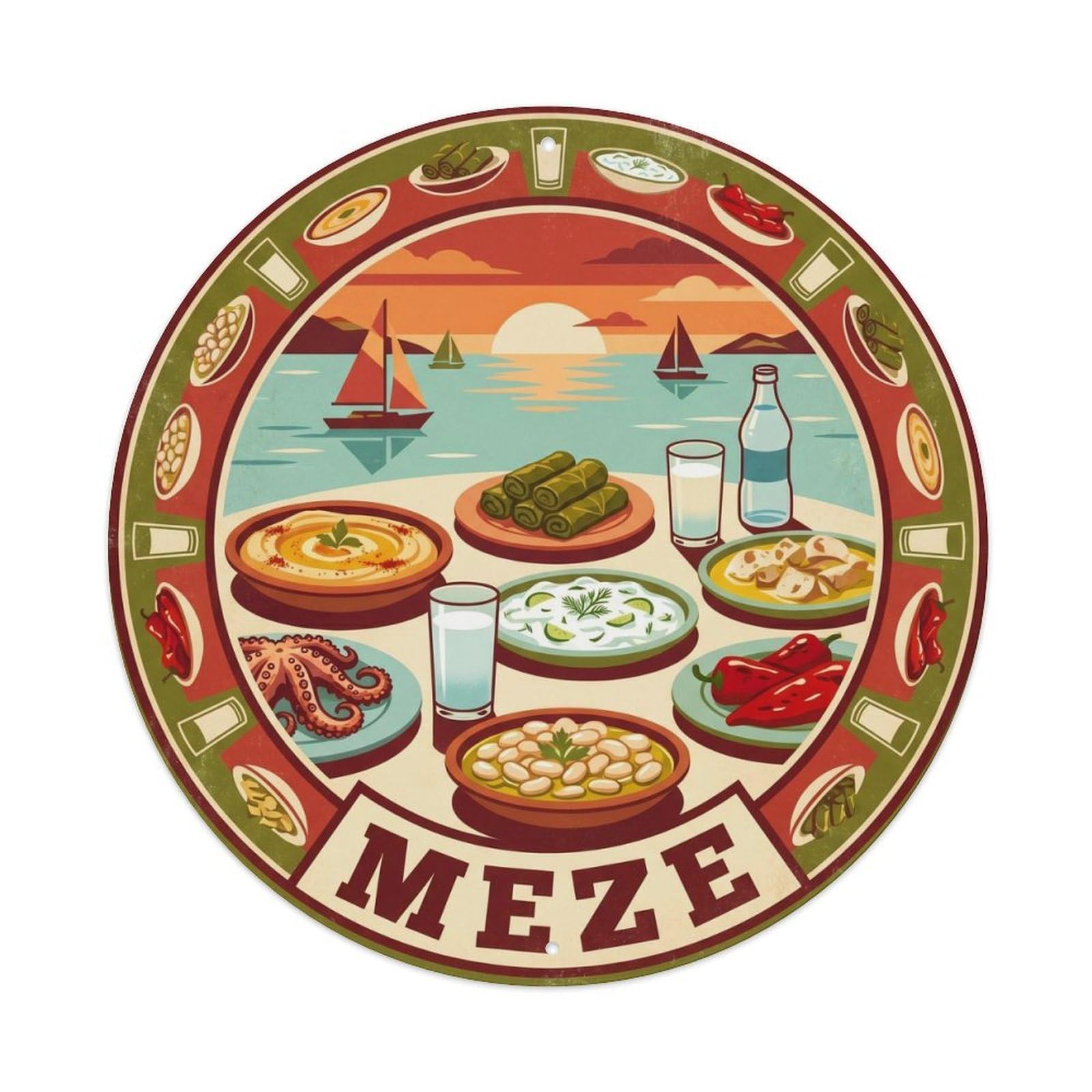 Turkish Meze Cuisine Culture Vintage Food Metal Tin Sign
