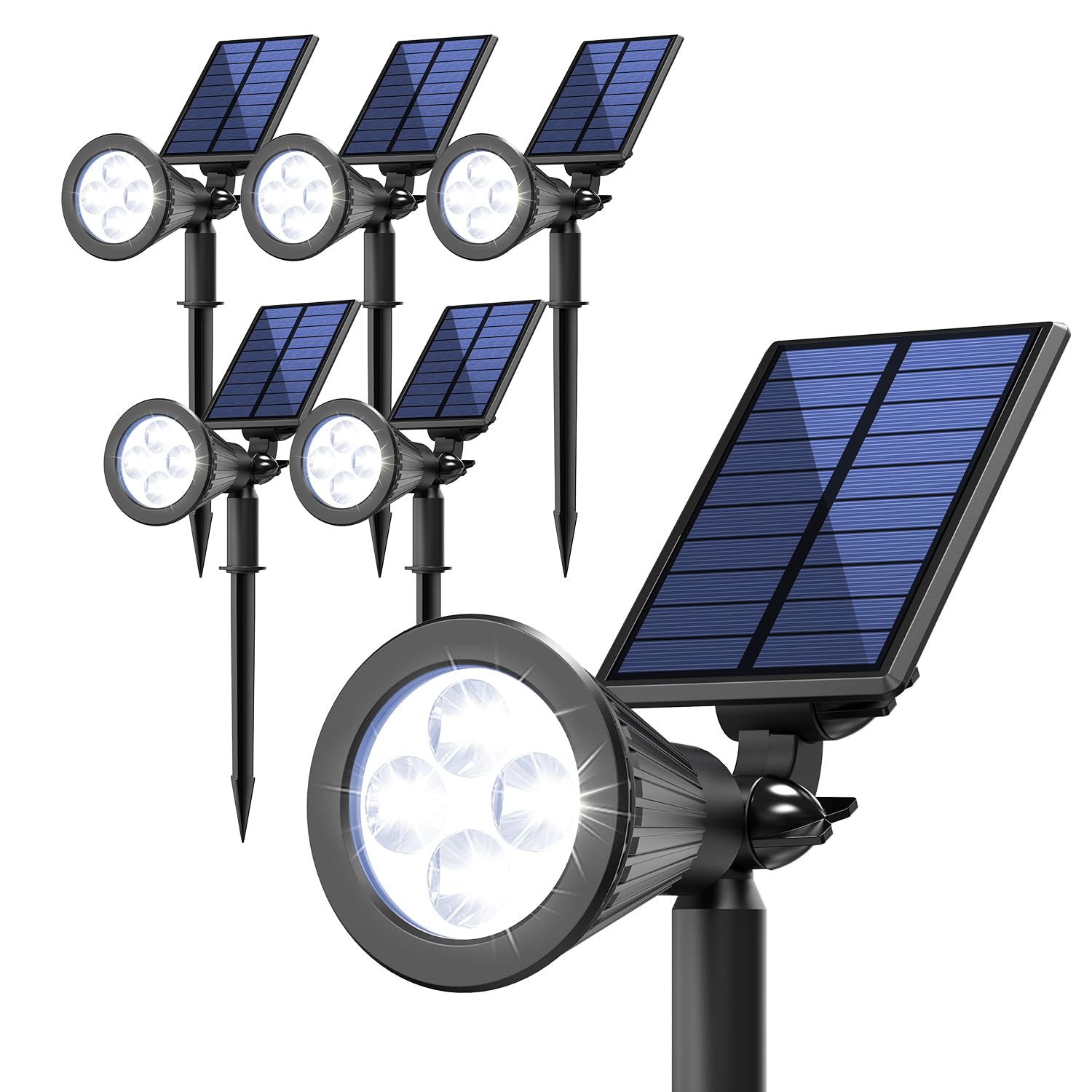 JEJOT Solarleuchten für den Außenbereich, wasserdicht, IP65.6500 K, superhelle LEDs, 2 Beleuchtungsmodi, Solarleuchten für Terrasse, Garten, Landschaftsflagge, automatisches Ein- und Ausschalten