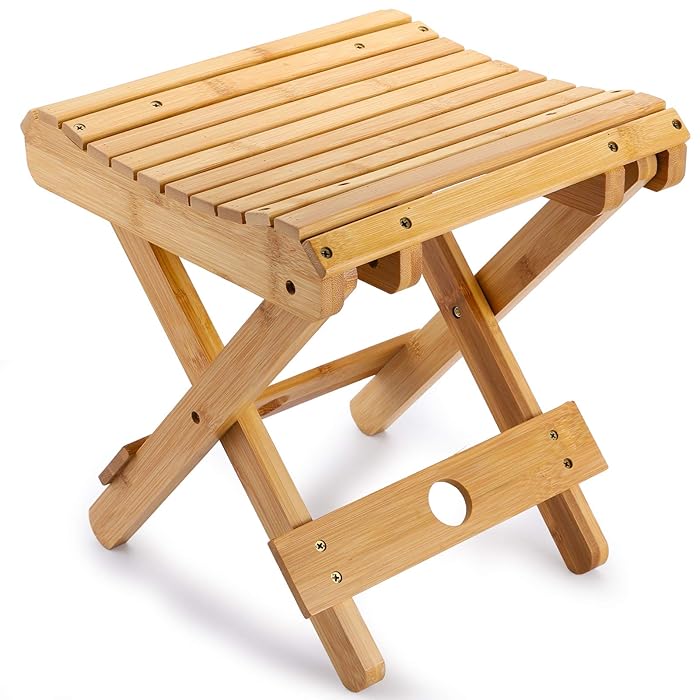 Buy Lawei Bamboo Folding Step Stool 12 Inch Bamboo Shower Bench Stool