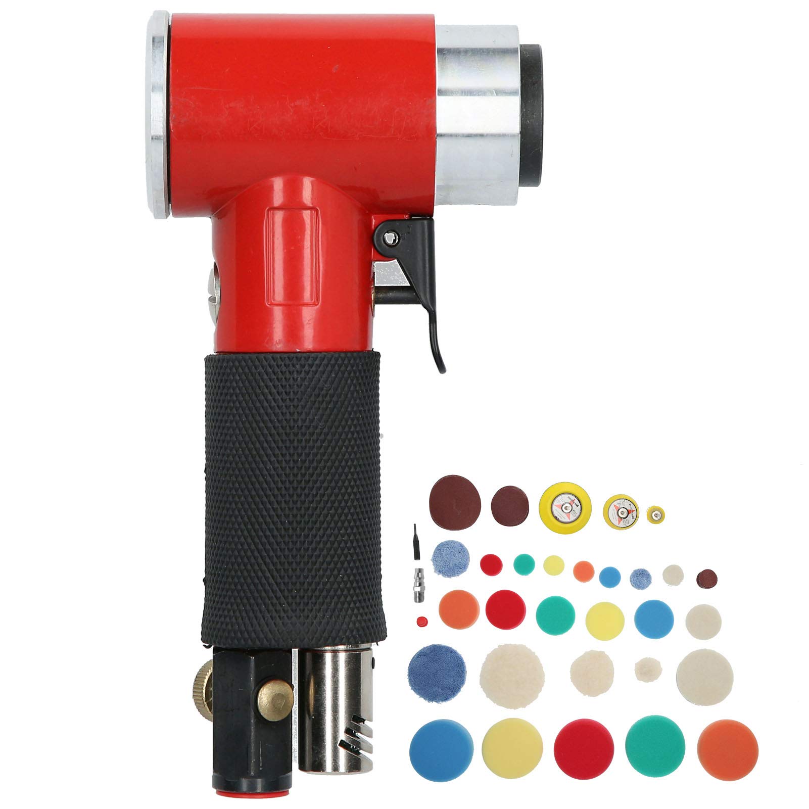 AT - 1500R60 Eccentric Pneumatic Air Sander, 60Pcs Air Polishing Kit with 3MM Yaw, 15000 RPM High Speed for Car Waxing, Metal Sanding, Rust Removal, Includes 1/4 Inch Connector and (Japanese valve)
