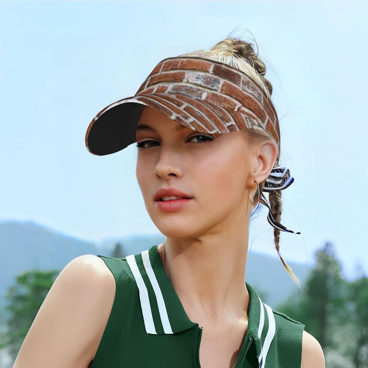 Old Brick Wall Print Sports Sun Visor Hats,Adjustable Sun Caps for Men Women Adults Lightweight