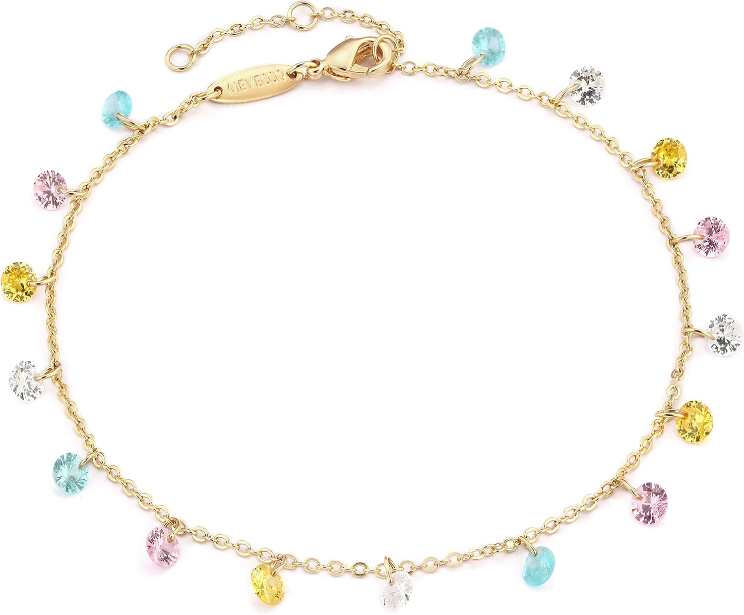 MEVECCO Dainty Gold Link Chain Anklet,14K Gold Plated Handmade Cute Dainty Anklet for Women