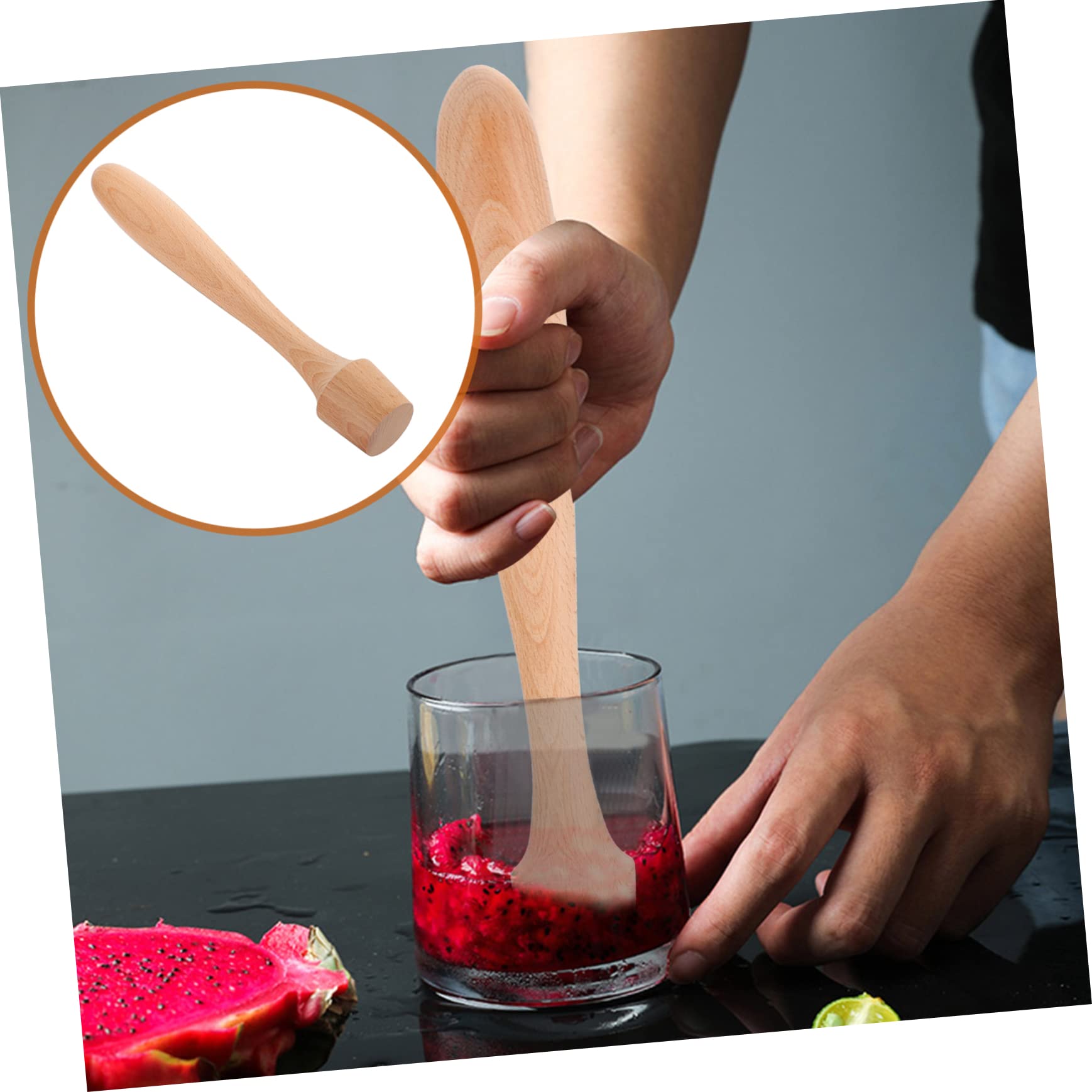 GRIRIW Wooden Stirring Rod Ice Muddler Bar Grinding Sticks Cocktail Muddler Wooden Bar Mixer