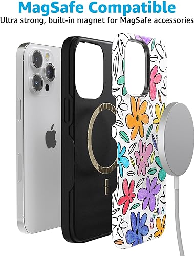 Vista 720 de Casely Funda para iPhone 15 Pro Max Jardín Secreto Flores mixtas Funda atrevida Compatible con MagSafe y botón de acción Secret Garden