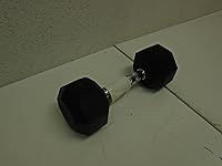 Vista 6 de Juego de 2 mancuernas hexagonales de goma, mango cromado, mancuernas para ejercicio y fitness, equipo de gimnasio en casa, entrenamiento