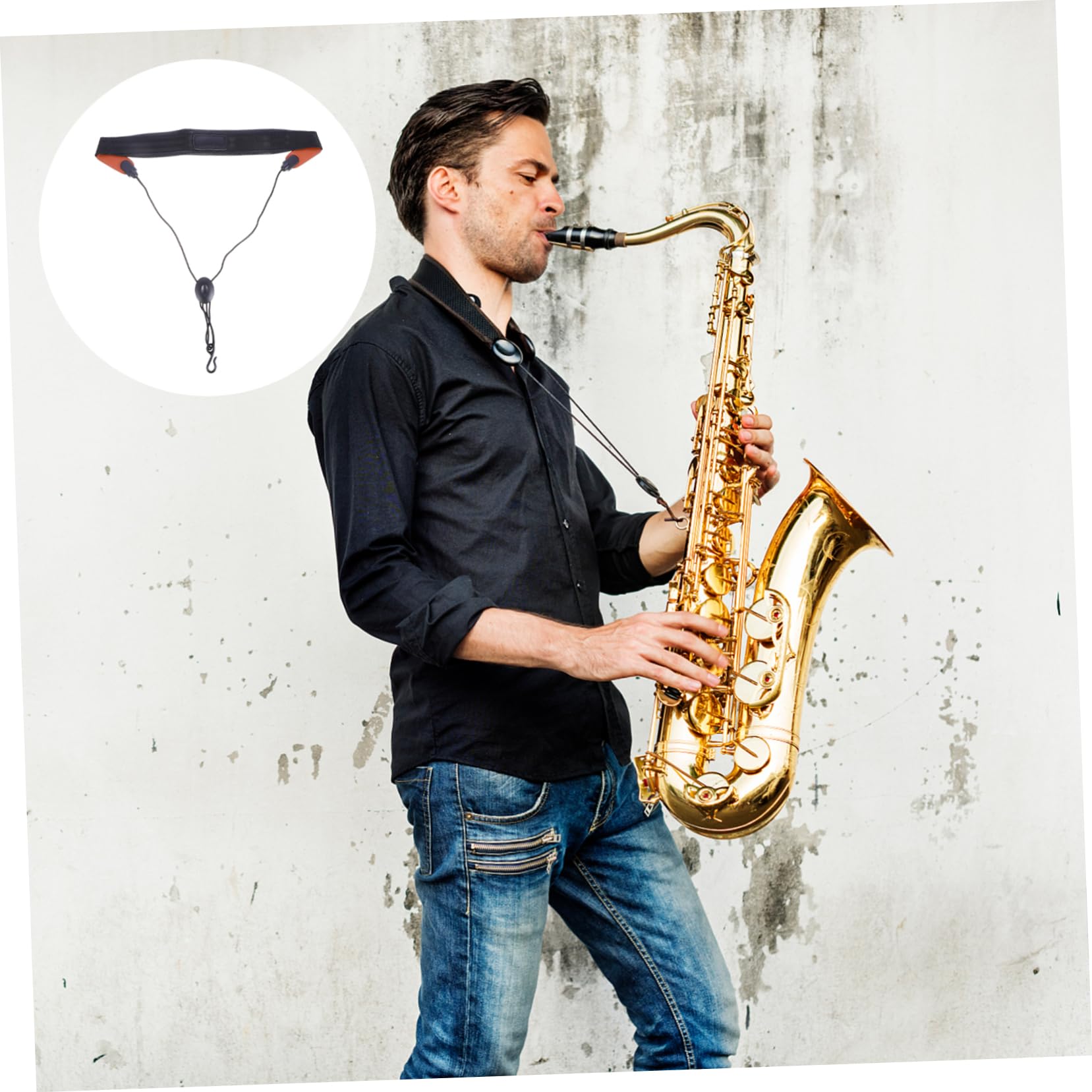 TOYANDONA 3pezzi Cinghia Per Sassofono Regolabile Con Supporto Imbottito e Gancio Antiscivolo Nera Comfort e Stabilità Per Musicisti